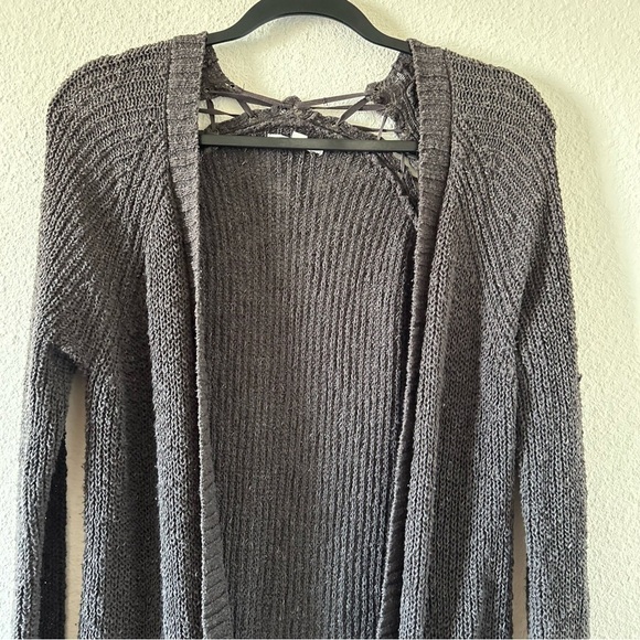 America Eagle Outfitters Women’s Knit Cardigan Small Brown Longline Witchy Fall - Picture 11 of 12
